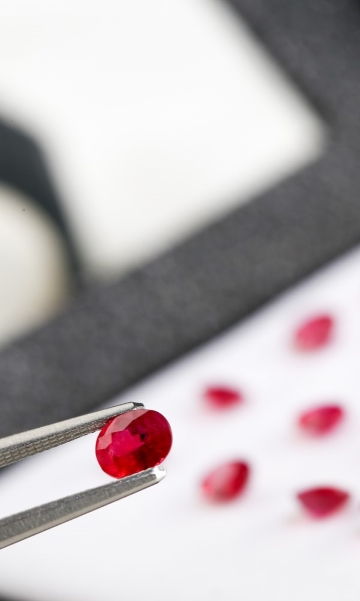 several rubies for inspection