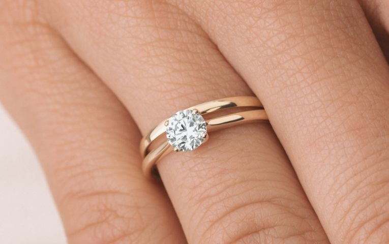 yellow gold and diamond ring