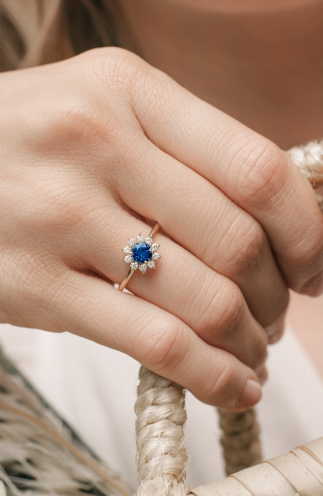 bague marguerite saphir