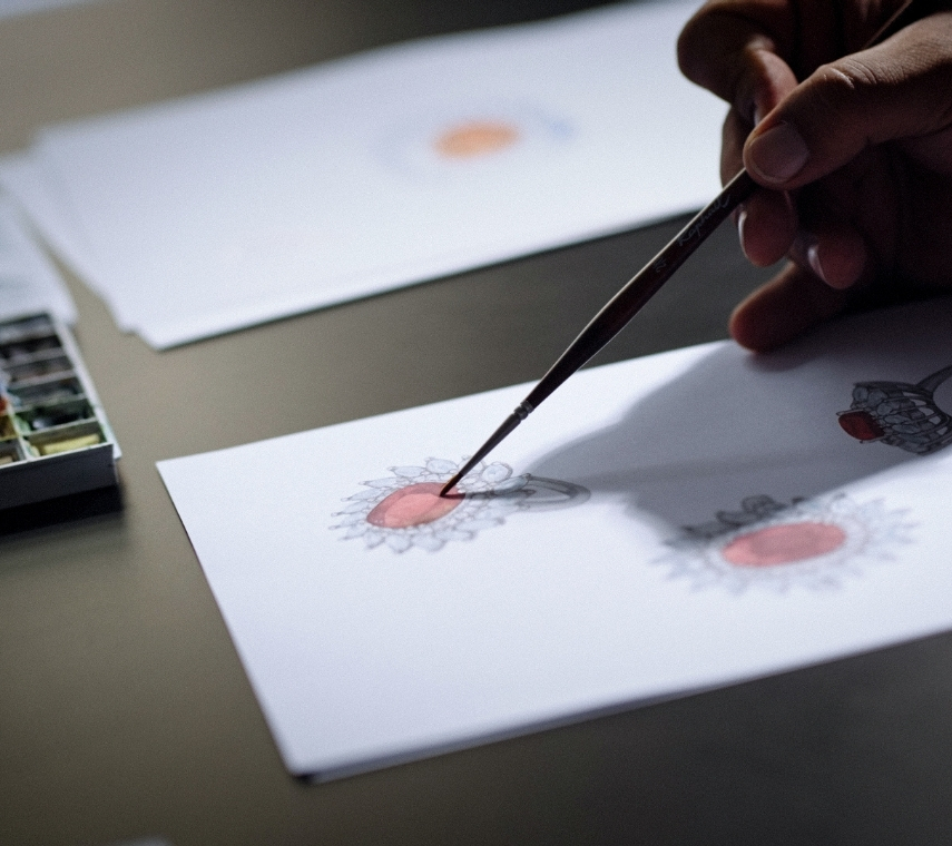 gouache drawing of the creation