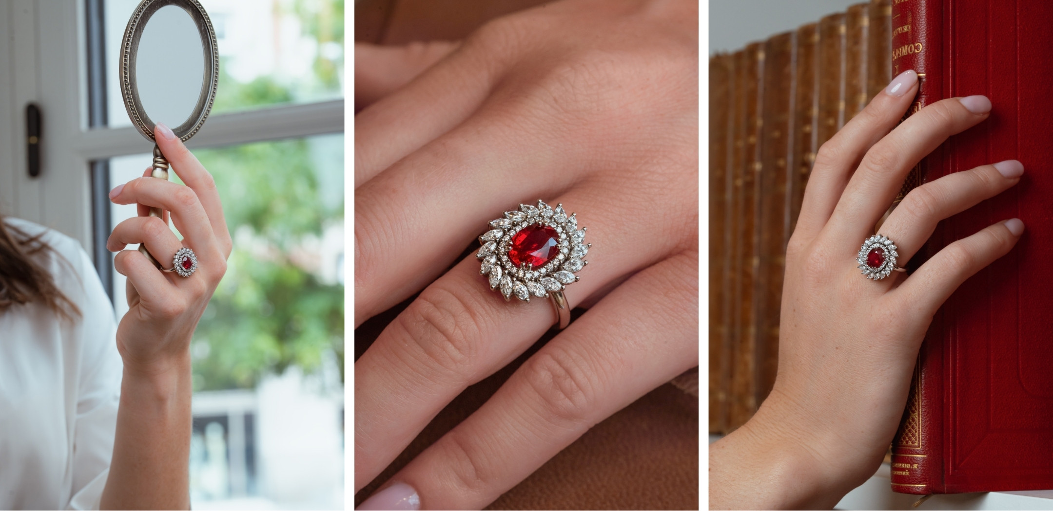 l'Incandescente en or blanc, rubis et diamants