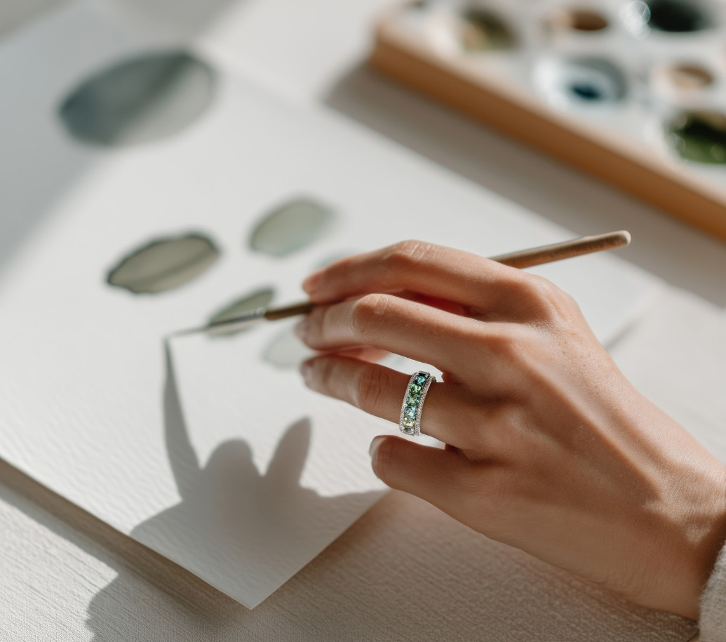 bague tourmaline or blanc et diamants