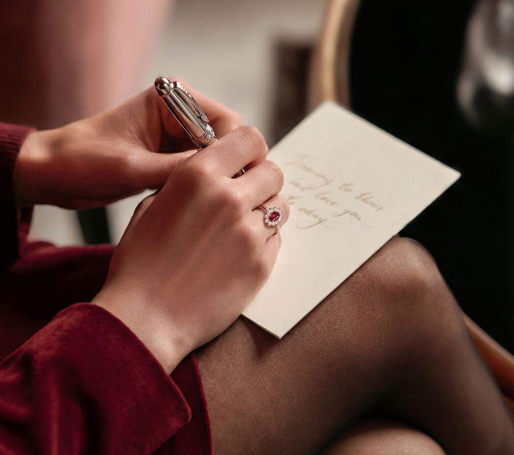 bague daisy en or rose et rubis