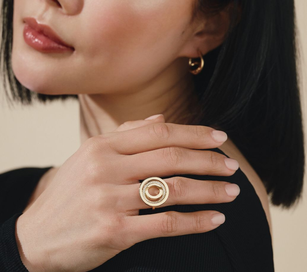 bague alba triple anneaux or jaune et diamants