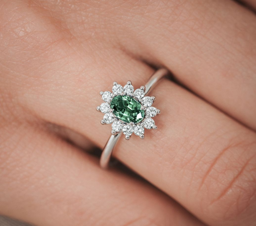 bague daisy or orse saphir vert