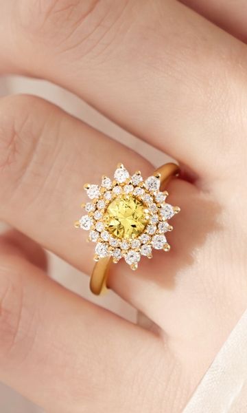 bague dentelle saphir jaune