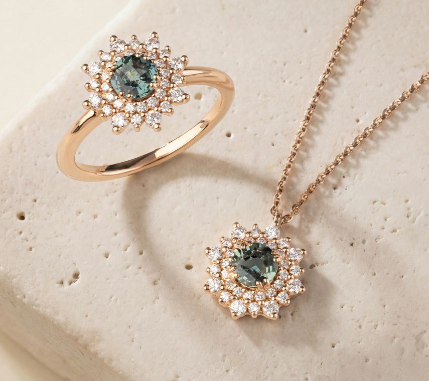 parure dentelle saphirs verts