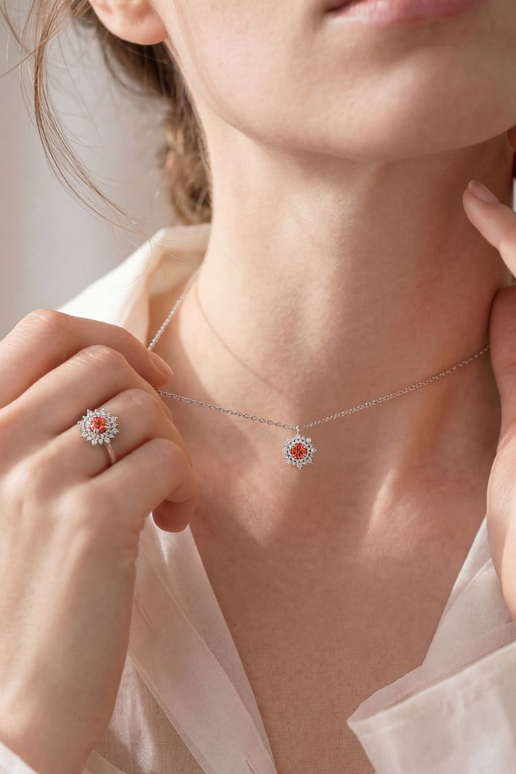 parure dentelle saphir orange