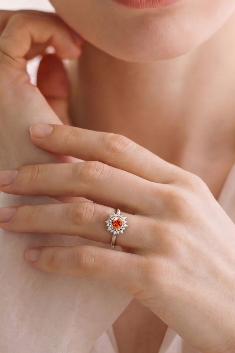 bague saphir orange