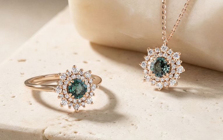 bijoux dentelle saphir vert