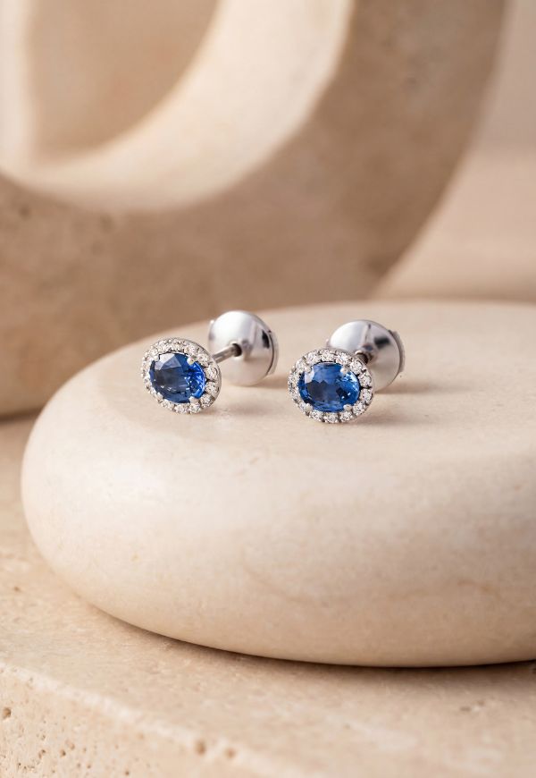 boules d'oreilles eleanor saphir et diamants