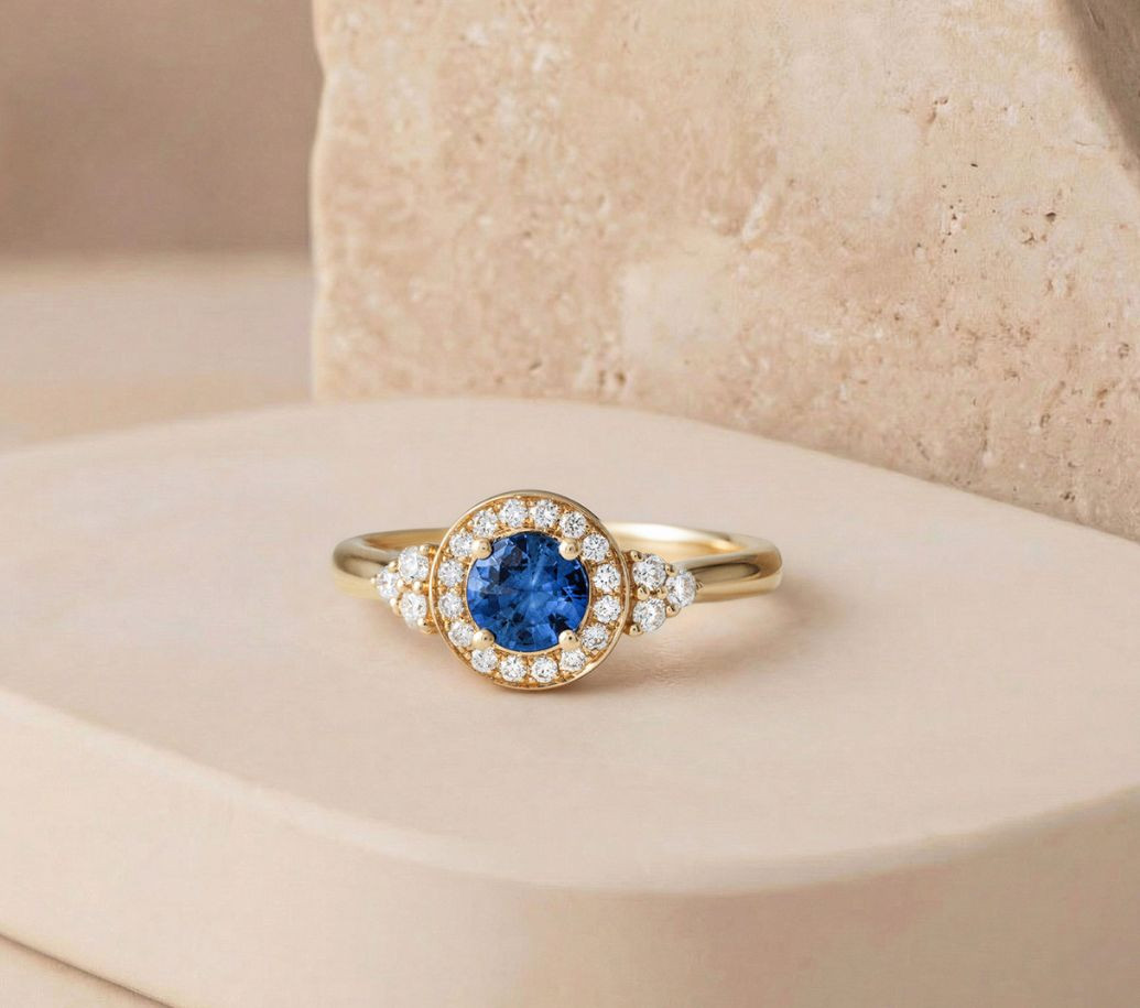 bague pompadour or et saphir