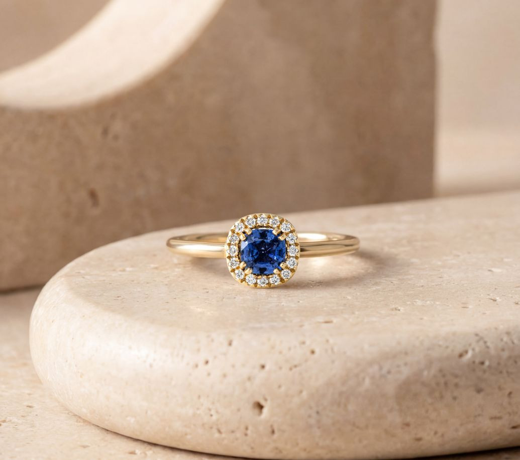 bague en or et saphir