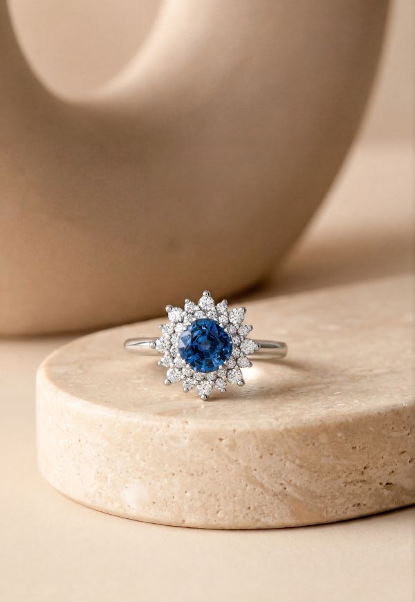 bague dentelle saphir bleu