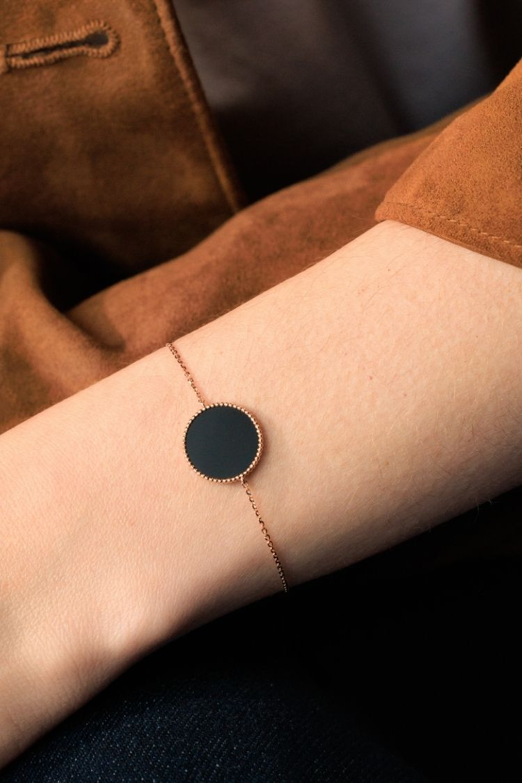 bracelet onyx et or rose