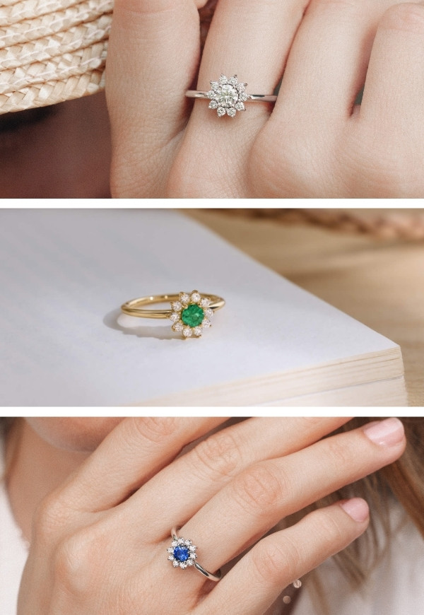 bagues suzanne marguerite pierres de couleur et diamants