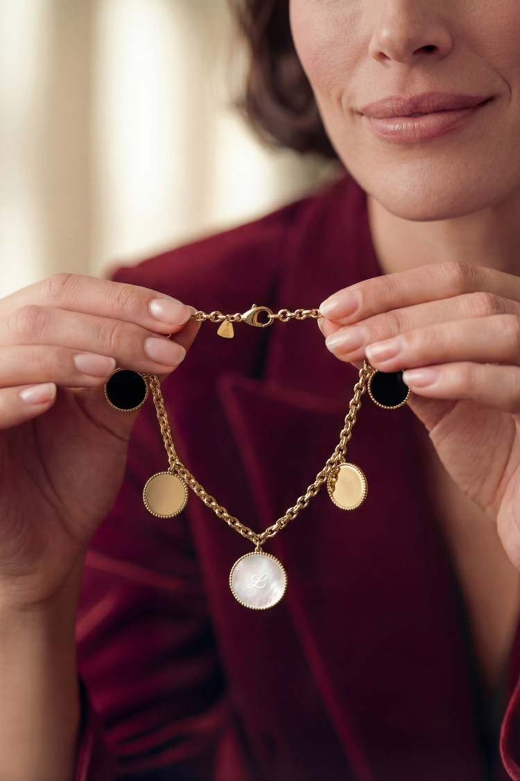 bracelet lepage colette personnalisé or jaune et médailles