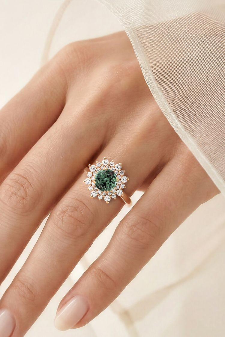 bague de fiançailles saphir vert